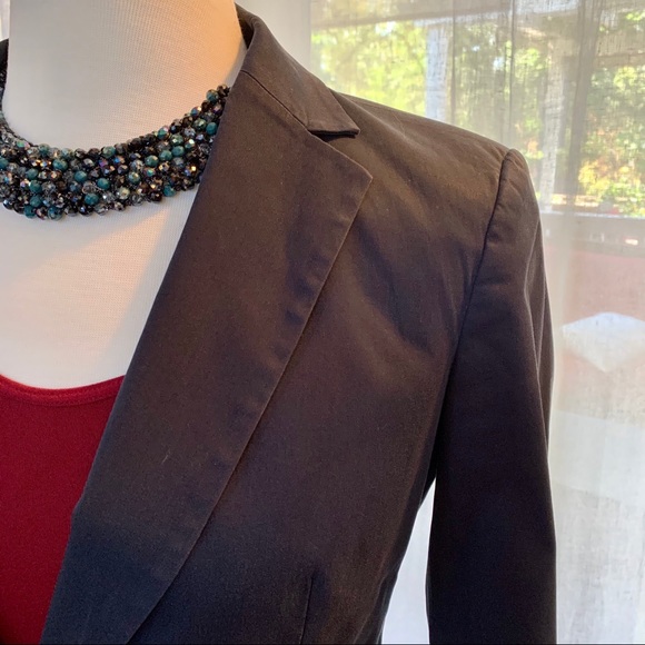 THEORY navy blue 1 button closure cropped blazer - Picture 2 of 6